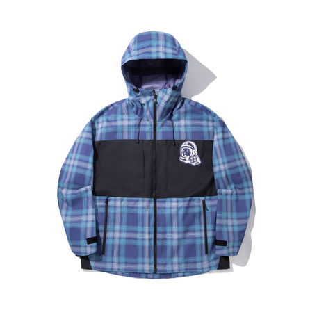 LI-NING Skate Series Plaid Color Block Hooded Comfortable Loose Windbreaker Men's Twilight Blue Full Print