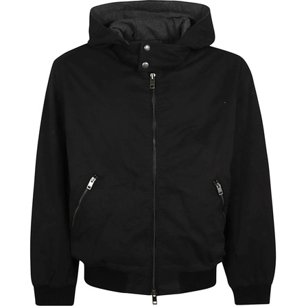 DIESEL Solid Color Hooded Zip-Up Side Pocket Long Sleeve Jacket Men's Black