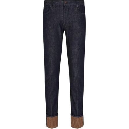 EMPORIO ARMANI FW25 Cotton Stretch Slim Fit Low Rise Long Straight Leg Slim Tapered Jeans Men's