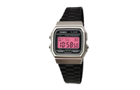 Custom WatchCASIO Modified Series Pink Cyan Gradient Lens Resin Case Retro Square Watch Daily Water Resistant F-91WM-7A Modified Quartz Movement Stainless Steel Band Japanese Korean Watch Men's Black Dial Розовое зеркало