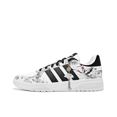 Custom Sneakers adidas neo Courtbeat 'Crane in Seclusion' Ink Wash Crane National Style Element Eastern Aesthetics Daily Wear Cushioned Wear-Resistant Low-Top Sneakers Unisex Gray