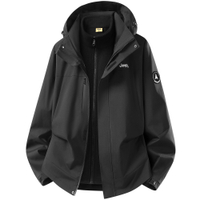 Jeep Lantu Series Urban Windproof Water-Repellent Warm Multi-Functional Versatile Casual Couple Daily Outdoor Hiking Travel 3-in-1 Detachable Fleece Liner Two-Piece Jacket Unisex Призрачный Черный