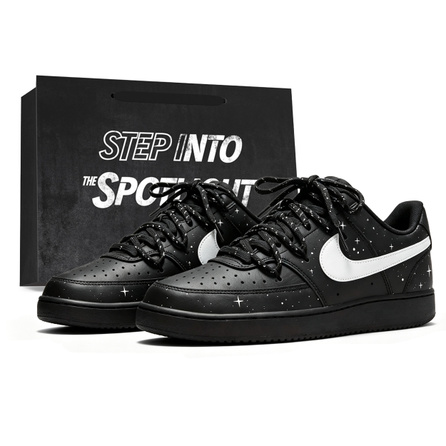 Custom Sneakers Nike Court Vision Dark Night Starry Sky Gift Bag Edition Breathable Niche Premium Trendy Versatile Campus Couple's Wear-Resistant Low-Top Skate Shoes Unisex