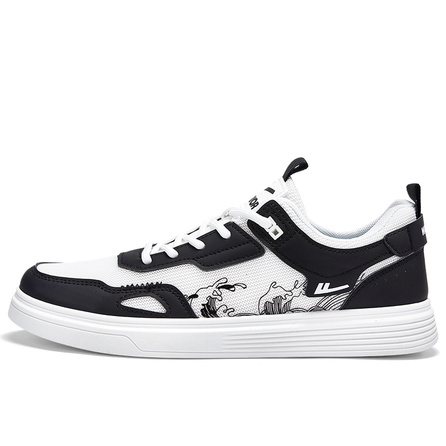 Warrior Lightweight And Breathable Low-Top Skateboard Shoes Men's Black White