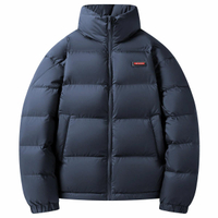 SNOW FLYING Zipper Outdoor Warm Series Stand Collar Short Puffer Jacket Casual High Fill Power Commute Versatile Loose Down Jacket Men's синий