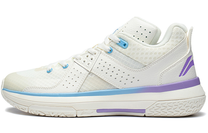 LINING All City 5 Basketball Shoes Men Mid-Top White Blue/Purple