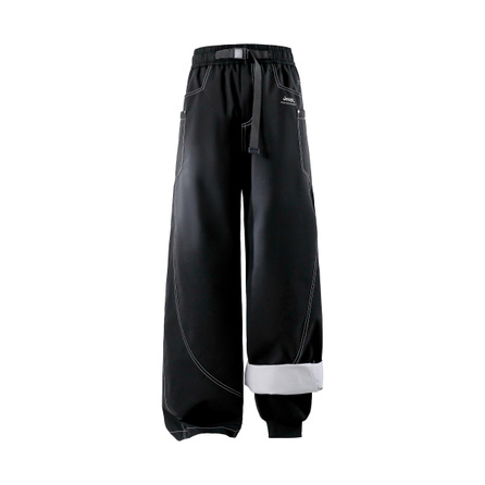 Jeep Outdoor Casual 3-in-1 Multi-Function Waterproof Windproof Tech Drawstring Waist Mid-Rise Drape High Street Straight Pants Polar Fleece Liner Warm Plush Thickened High-End Brand Logo Embroidery Woven Label Cargo Pants Unisex