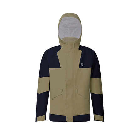 FILA Fitness 3-in-1 Hooded Zipper Long Sleeve Waterproof Warm Water-Resistant Hardshell Jacket Men's Dry Moss Green
