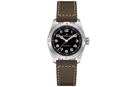 HAMILTON Khaki Field Series Automatic Movement Water Resistant Men's Watch Swiss Watch 37mm Black Dial Stainless Steel Case Leather Strap