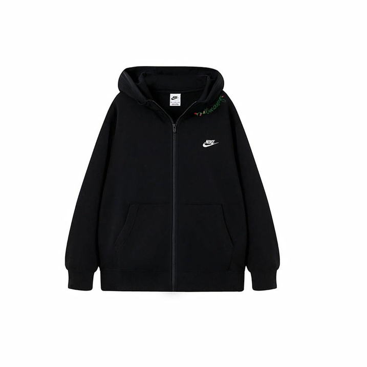 Custom Apparel Nike Exlio Amber Hand-Embroidered Casual Zip-Up Hooded Jacket Coat Men's Black