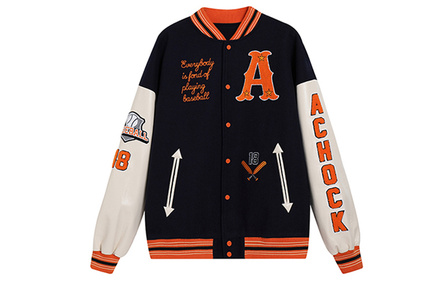 A chock Two-Tone Sunset Casual Single Button Pilot Baseball Jacket Unisex