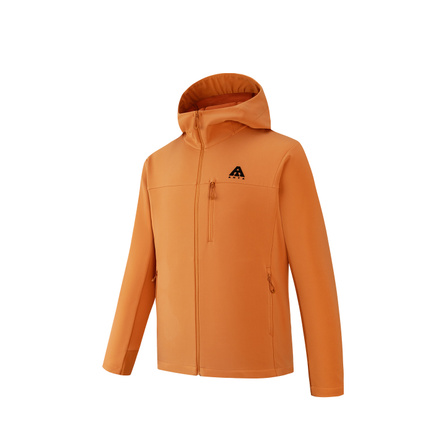 Anta Windproof Water-Repellent Outdoor Hooded Top Jacket Men's Flying Flower Orange