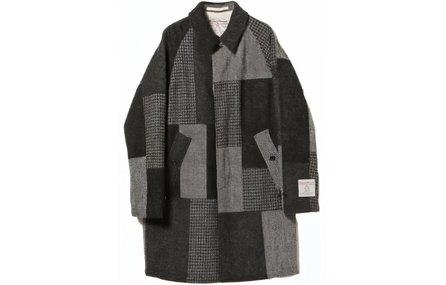 beams Single-Breasted Plaid Lapel Mid-Length Coat Men's