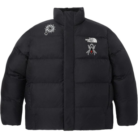 [Custom Apparel] THE NORTH FACE Spider Embroidery Sport Casual Zip Stand Collar Long Sleeve Puffer Jacket Men's Black
