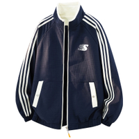 SESAME STREET High Street Versatile Casual Minimalist American Retro Fashion Comfortable Striped Patchwork Colorblock Genderless Classic Commute Daily Jacket Men's Флот