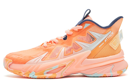 QIAODAN Cushioned Wear-Resistant Breathable Mid-Top Children's Basketball Shoes Orange Teenagers