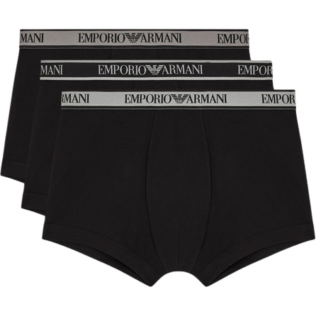 EMPORIO ARMANI SS26 Jacquard Brand Logo Elastic Waistband Boxer Briefs Men's 3-Pack