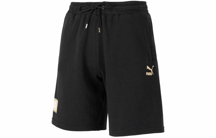 PUMA Letter Logo Print Lace-Up Breathable Casual Shorts Unisex Black