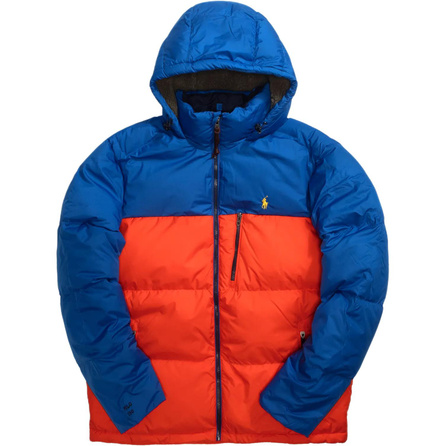 Polo Ralph Lauren FW24 Pony Logo Embroidery High-Neck Hooded Long Sleeve Color-Block Down Jacket Men's