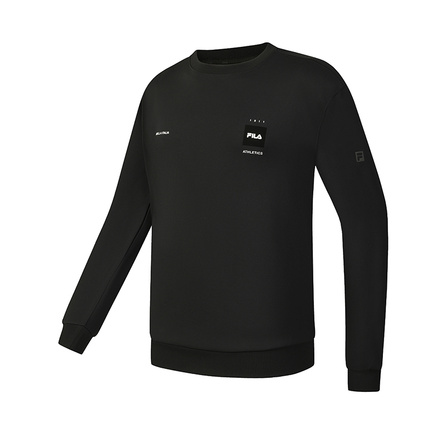 FILA Fitness Series Simple Casual Sport Training Comfort Versatile Loose Round Neck Pullover Sweatshirt Men's Dark Black