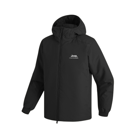 Jeep Lightweight Outdoor Series Hiking Waterproof Windproof Stain-Resistant Anti-Static Breathable Quilted Lined Solid Color Simple Thickened Warm Hooded Cotton Jacket Winter Brand Logo Embroidered Padded Coat Unisex