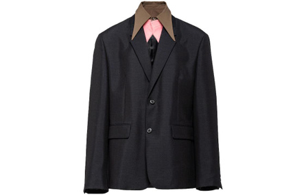 PRADA FW23 Solid Color Detachable Single-Breasted Casual Blazer Men's Blue