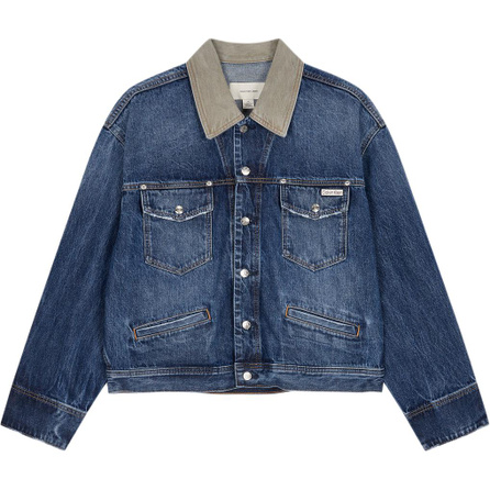 CALVIN KLEIN Jeans 80's Casual Comfortable Minimalist Long Sleeve Denim Jacket Men's Navy Blue