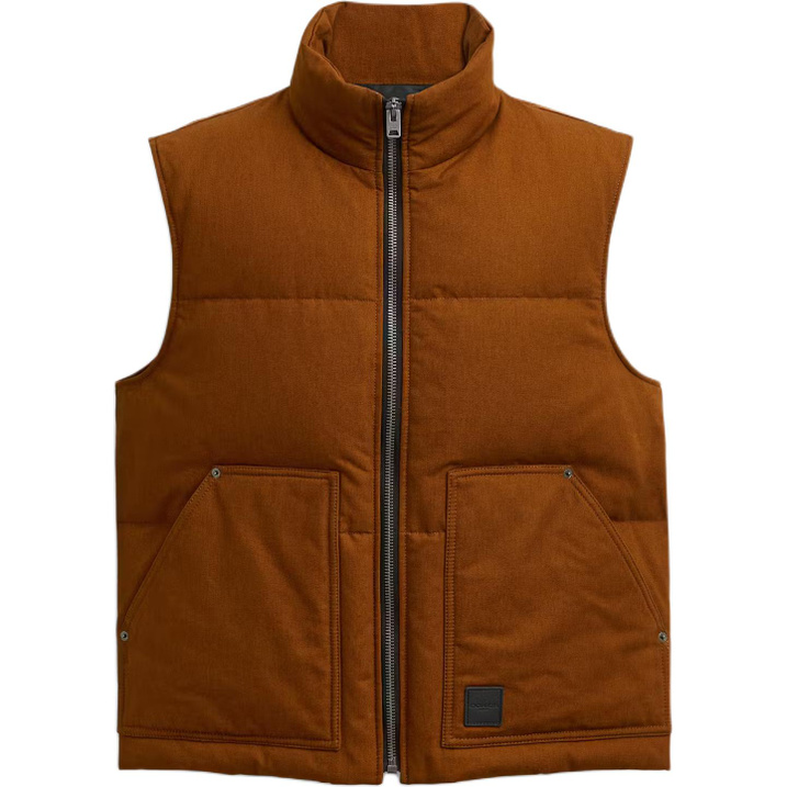 COACH FW26 Canvas Zip Stand Collar Sleeveless Down Vest Men's