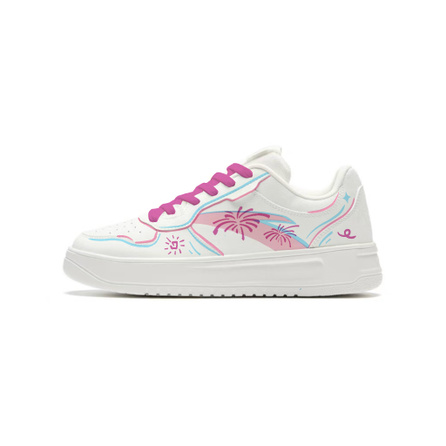[Custom Sneakers] Anta Summer Night Fireworks Niche Campus Style Couple Cute Versatile White Sneakers Comfortable Synthetic Leather Artistic Hand-Painted Graffiti Street Shock-Absorbing Wear-Resistant Anti-Slip Low-Top Skate Shoes Unisex White