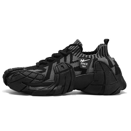 Double Star Platform Heightening Fashion Trendy Wear-Resistant Slip-Resistant Low-Top Dad Shoes Men's Black Gray