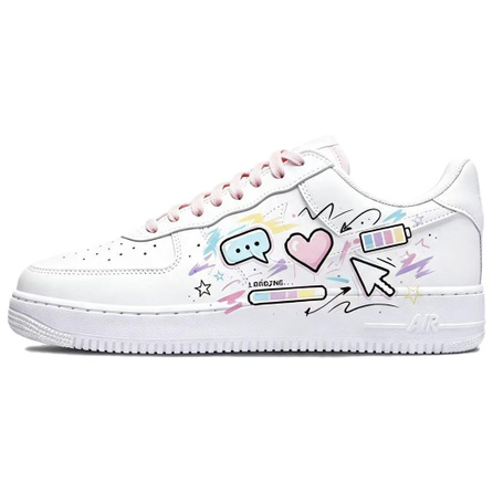[Custom Sneakers] Nike Air Force 1 Heart Romance Loading Casual Versatile Personalized Trendy Premium Niche Graffiti Shock-Absorbing Breathable Support Low-Top Skate Shoes Unisex