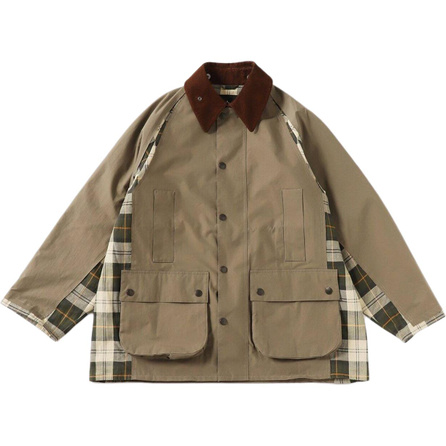 BARBOUR x NOYOKE FW23 Check Casual Long Sleeve Trench Coat Men's Khaki