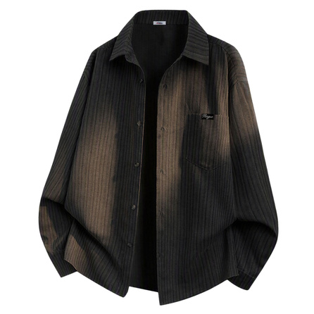 Feiyue American Vintage Loose Collegiate Popular Versatile Comfortable Premium Lazy Fashion Outdoor Commute Daily Basic Long Sleeve Lapel Top Shirt Unisex