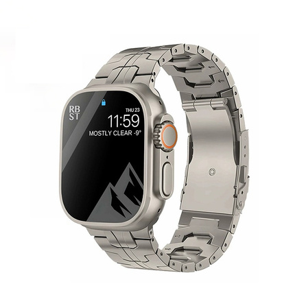 Penc iWatch Band Compatible with Apple Titanium Material 193mm Apple Watch ultra2/S10/9/8/7/6/5 Titanium Series Pure Titanium Chain Unisex