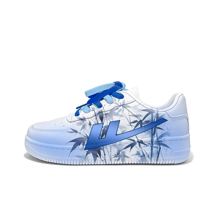 Warrior Unisex 'Bamboo Joint Ink Wash' Graffiti Air Force One Preppy Style Trendy Fashion Shock-Absorbent Wear-Resistant Lightweight Low-Top Sneakers