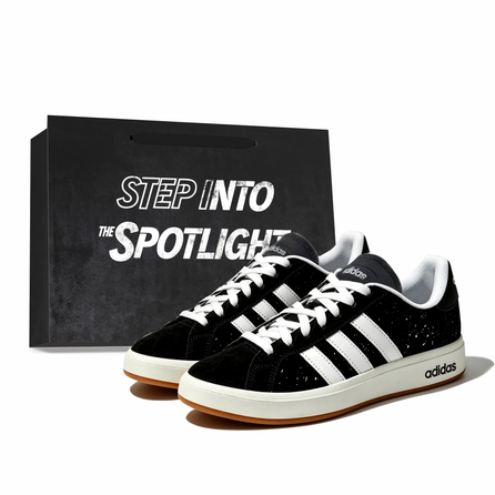 [Custom Sneakers] adidas Grand Court Base 00s Black Samurai Old Money Style Comfortable Versatile Trendy Wear-Resistant Non-Slip Low-Top Skate Shoes Unisex Black