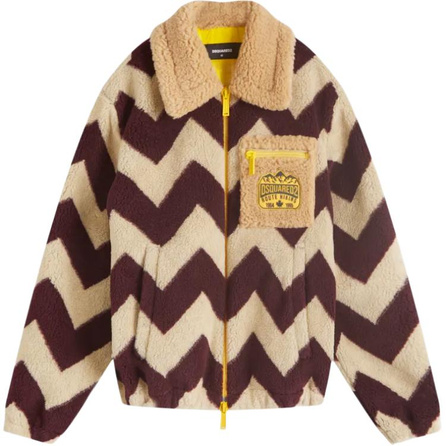 DSQUARED 2 Lapel Zipper Long Sleeve Jacket Coat Men's Beige