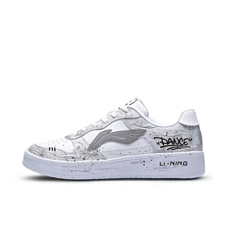 [Custom Sneakers] LiNing Floating Boat Mist Ink Chasing Wind High Street Retro Distressed Splatter Graffiti Fashion Trendy Functional Premium Niche Street Campus Style Versatile Low-Top Skate Shoes Men's Grey/Black