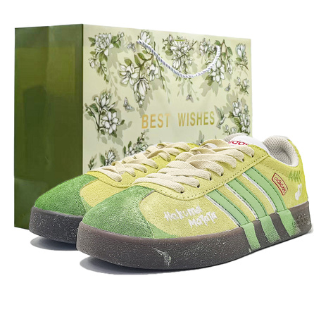 Custom Sneakers adidas VL COURT 2.0 Lifestyle Gift Bag 'Green Whisper' Hand-Painted Comfortable Versatile Wear-Resistant Low-Top Skate Shoes Unisex Green