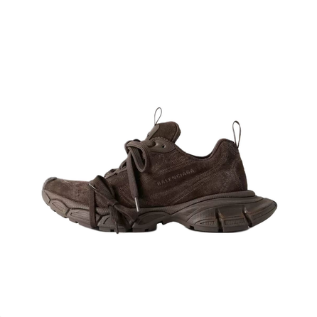 Balenciaga 3XL STITCHED Suede Round Toe Lace-Up Low-Top Dad Shoes Men's Coffee