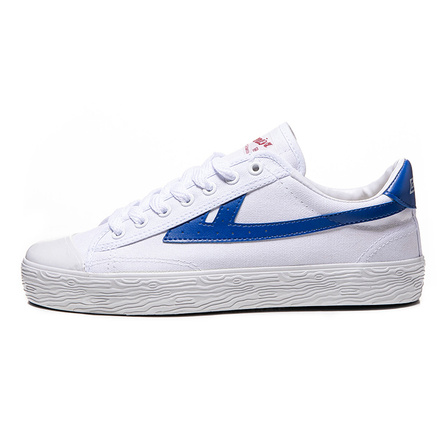 Warrior Classic Trendy Vintage Comfortable Versatile Couple Low-Top Canvas Shoes Unisex White Dark Blue