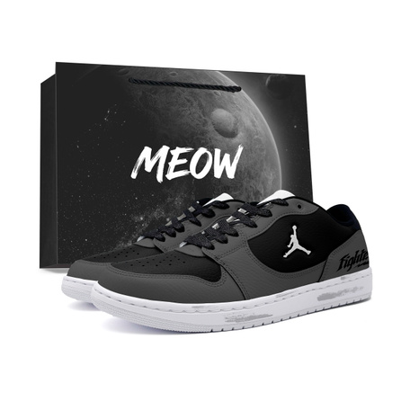 [Custom Sneakers] Jordan COURT CONNECT Shadow Chaser Hip-Hop Hand-Painted Graffiti American High Street Non-Slip Wear-Resistant Low-Top Skate Shoes Men's Grey