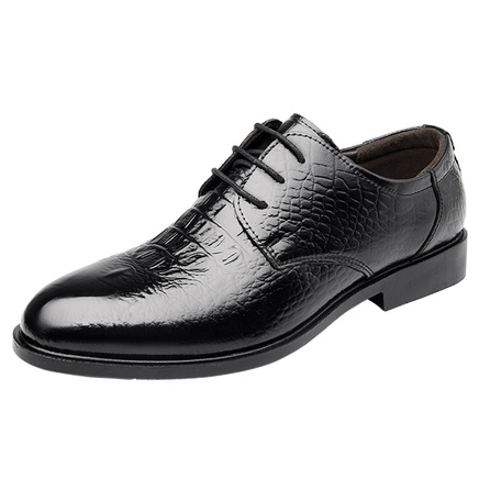 medd Top Grain Cowhide Commute Versatile Simple Comfortable Daily Street Dress Leather Shoes Men's Black