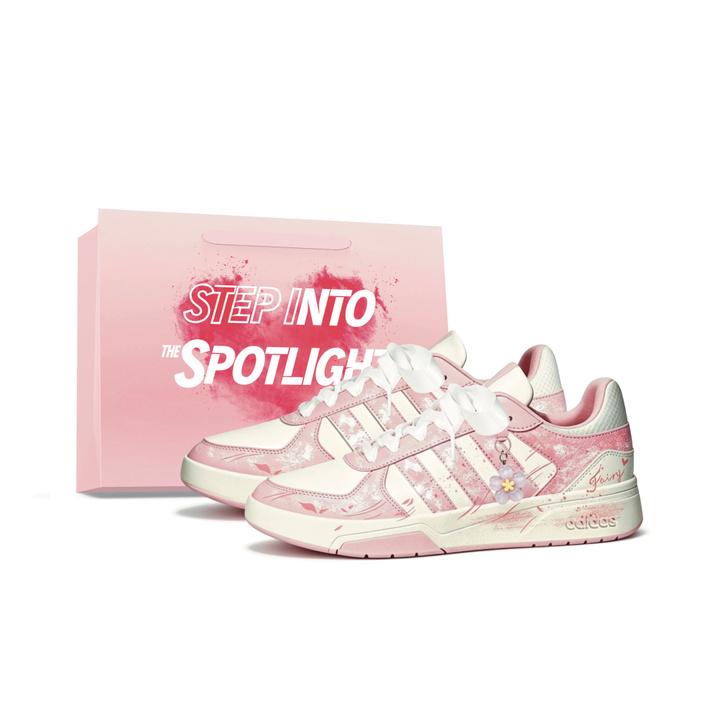 Custom Sneakersadidas COURTBEAT Flowing Cherry Blossom Gift Bag Girly Heart Dopamine Cute Sweet Girlfriend Affordable Student Simple Versatile Anti-Slip Wear-Resistant Low-Top Skate Shoes Unisex White Pink