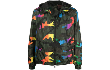 Valentino Printed Casual Hooded Long-Sleeve Jacket Coat Men's