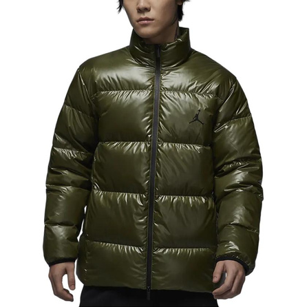 Jordan Brand Logo Pattern Casual Comfortable Loose Warm Stand Collar Jacket Puffer Down Jacket Men's Medium Olive/Black