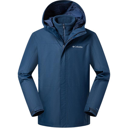 Columbia Letter Print Fleece 3-in-1 Hooded Zip-Front Long Sleeve Outdoor Hiking Urban Life/Travel/Commute Trekking Waterproof Breathable Warm Water-Resistant Cold-Weather Jacket Men's