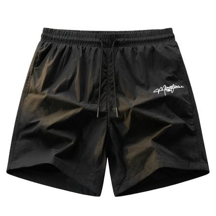 MINISO Ice Silk Cool Feeling Textured Lightweight Breathable Skin-Friendly Moisture-Wicking Wear-Resistant Elastic Five-Point Pants Functional Style Trendy Fashion Letter Print Logo Outdoor Camping Cycling Running Couple Style Casual Shorts Unisex