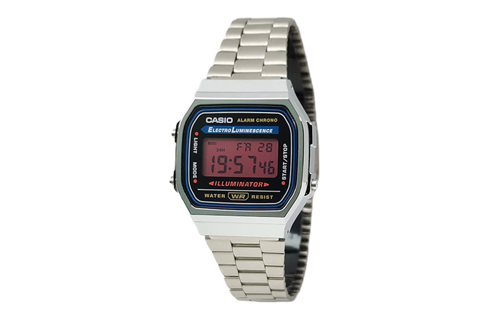 Custom Watch CASIO Modified Series Silver Resin Case Daily Water-Resistant Versatile Quartz Movement Stainless Steel Strap Japanese Korean Watch Men's Black Dial