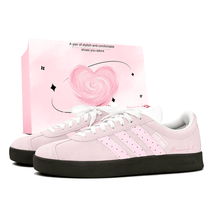 Custom Sneakersadidas VL COURT 2.0 Cherry Blossom Gummy Gift Bag Spring-Summer Atmosphere Sweet Girl Commute Outing Youthful Gentle Anti-Slip Wear-Resistant Low-Top Skate Shoes Unisex Pink